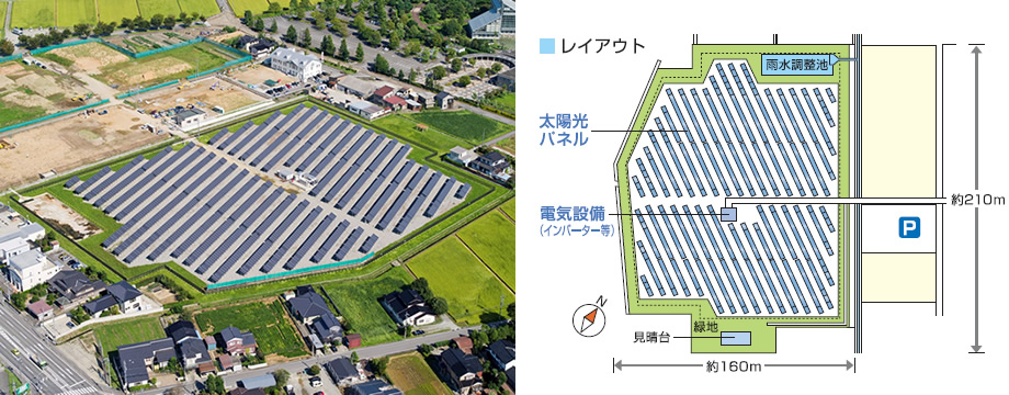 富山太陽光発電所のレイアウト