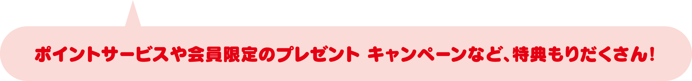 ポイントサービスや会員限定のプレゼントキャンペーンなど、特典もりだくさん！