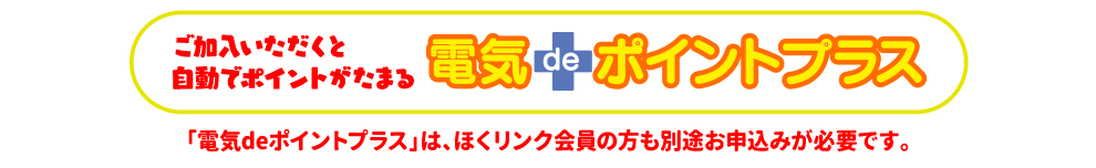 ご加入いただくと自動でポイントがたまる電気deポイントプラス 「電気deポイントプラス」はほくリンク会員の方も別途お申込みが必要です。