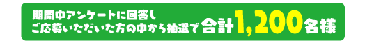 期間中アンケートに回答し、ご応募いただいた方の中から抽選で合計1,200名様