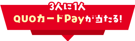 3人に1人QUOカードPayが当たる!"