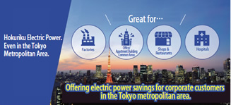 Offering electric power savings for corporate customers in the Tokyo metropolitan area.