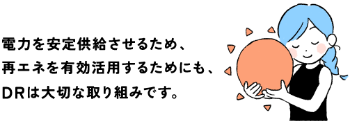 電力を安定供給させるため、再エネを有効活用するためにも、DRは大切な取組みです。