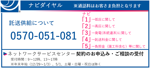 ナビダイヤル 　託送供給について　0570-051-081